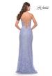 Picture of: Beaded Lace Dress with Illusion Bodice and Square Neckline in Light Periwinkle, Style: 31526, Back Picture