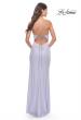Picture of: Rhinestone Rose Detail Jersey Dress with Draped Neckline in Light Periwinkle, Style: 31574, Back Picture