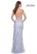 Picture of: Embroidered Lace Fitted Prom Dress with Lace Edge Slit in Light Periwinkle, Style: 32013, Back Picture