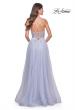 Picture of: Beautiful Rhinestone Beaded Illusion Top Tulle Prom Dress in Light Periwinkle, Style: 32020, Back Picture