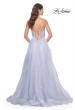 Picture of: A-Line Tulle Gown with Scallop Detail Bodice and Lace Applique in Light Periwinkle, Style: 32028, Back Picture