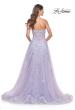Picture of: Sweetheart Strapless Tulle A-Line Prom Dress with Lace Details in Light Periwinkle, Style: 32145, Back Picture