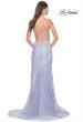 Picture of: Lace Fitted Dress with Deep V Neckline and Lace Applique in Light Periwinkle, Style: 32205, Back Picture