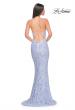 Picture of: Beaded Lace Long Dress with Illusion Bodice in Light Periwinkle, Style: 32434, Back Picture