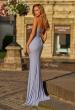 Picture of: Rhinestone Gown with Sheer Corset Bodice and Lace-Up Back in Light Periwinkle, Style: 33456, Back Picture