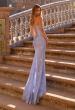 Picture of: Strapless Lace Corset Gown with Slit and Lace-Up Back in Light Periwinkle, Style: 33768, Back Picture