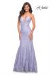 Picture of: Long Mermaid Lace Dress with Back Rhinestone Detail in Light Periwinkle, Style: 28355, Detail Picture 24