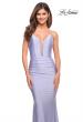 Picture of: Jersey Prom Dress with Rhinestone Detail on Straps in Light Periwinkle, Style: 30446, Detail Picture 1