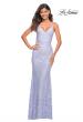 Picture of: Lace Prom Dress with Illusion Embellished Sides in Light Periwinkle, Detail Picture 1