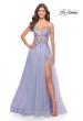 Picture of: Tulle A-Line Gown with Sheer Bodice and Beaded Lace Detail in Light Periwinkle, Style: 31369, Detail Picture 1