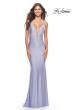Picture of: Bedazzled Rhinestone Jersey Gown with Deep V Neckline in Neon in Light Periwinkle, Style: 31413, Detail Picture 1