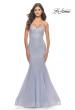 Picture of: Rhinestone Fully Embellished Prom Dress with Sheer Bodice in Neon in Light Periwinkle, Style: 31421, Detail Picture 1