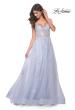 Picture of: A-Line Tulle Gown with Scallop Detail Bodice and Lace Applique in Light Periwinkle, Style: 32028, Detail Picture 1
