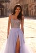 Picture of: Rhinestone Embellished Corset with Lace Up Back and Tulle Skirt in Light Periwinkle, Style 32703, Detail Picture 1