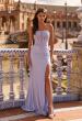 Picture of: Strapless Rhinestone Corset Gown with High Slit and Ruched Back in Light Periwinkle, Style: 33509, Detail Picture 1