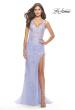 Picture of: Lace Long Dress with High Side Slit and V Neckline in Light Periwinkle, Style: 31125, Detail Picture 2
