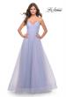 Picture of: Long Tulle A-line Gown with Side Slit and Pockets in Light Periwinkle, Style: 31501, Detail Picture 2
