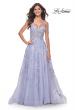 Picture of: Gorgeous Pastel Sequin Beaded Floral A-Line Tulle Dress in Light Periwinkle, Style: 32349, Detail Picture 2