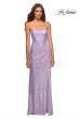 Picture of: Strapless Sequin Gown with Draped Slit in Light Periwinkle, Detail Picture 3