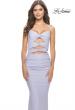 Picture of: Twist Front Cut Out Jersey Prom Dress in Bright Colors in Light Periwinkle, Style: 31435, Detail Picture 3