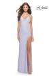 Picture of: Rhinestone Rose Detail Jersey Dress with Draped Neckline in Light Periwinkle, Style: 31574, Detail Picture 3
