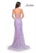 Picture of: Print Sequin Mermaid Dress with Lace Up Back in Light Periwinkle, Style: 31865, Detail Picture 3