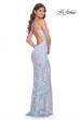 Picture of: Fitted Print Sequin Pastel Prom Dress in Light Periwinkle, Style: 31944, Detail Picture 3