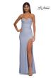 Picture of: Strapless Prom Dress with Ruching and Lace Detail Neckline and Back in Light Periwinkle, Style: 32981, Detail Picture 3