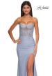 Picture of: Strapless Prom Dress with Illusion Top and Unique Lace Details in Light Periwinkle, Style: 33031, Detail Picture 3