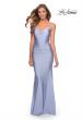 Picture of: Form Fitting Jersey Dress with Ruching and Strappy Back in Light Periwinkle, Style: 27501, Detail Picture 4