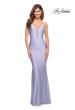 Picture of: Jersey Prom Dress with Rhinestone Detail on Straps in Light Periwinkle, Style: 30446, Detail Picture 4