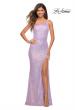 Picture of: Bright Simple One Shoulder Long Sequin Evening Gown in Light Periwinkle, Detail Picture 4