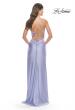Picture of: Fringe Beaded Slit Jersey Gown with Lace Up Back in Light Periwinkle, Style: 31326, Detail Picture 4