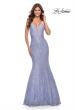 Picture of: Mermaid Beaded Lace Prom Dress with Illusion Sides in Light Periwinkle, Style: 31354, Detail Picture 4
