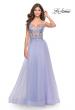 Picture of: Tulle A-Line Gown with Sheer Bodice and Beaded Lace Detail in Light Periwinkle, Style: 31369, Detail Picture 4