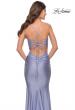 Picture of: Embellished Rhinestone Jersey Long Dress with Lace Up Back in Neon in Light Periwinkle, Style: 31401, Detail Picture 4