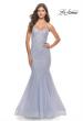 Picture of: Rhinestone Fully Embellished Prom Dress with Sheer Bodice in Neon in Light Periwinkle, Style: 31421, Detail Picture 4