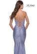 Picture of: Beaded Lace Bodice with Sheer Waist Long Jersey Gown in Bright Colors in Light Periwinkle, Style: 31437, Detail Picture 4