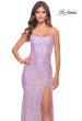 Picture of: Lace Up Back Sequin Gown with Flare Skirt in Bright Colors in Light Periwinkle, Style: 31509, Detail Picture 4