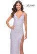Picture of: Cowl Neck Stretch Sequin Dress with Slit in Light Periwinkle, Style: 31517, Detail Picture 4