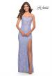 Picture of: Beaded Lace Dress with Illusion Bodice and Square Neckline in Light Periwinkle, Style: 31526, Detail Picture 4