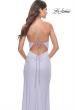 Picture of: Rhinestone Rose Detail Jersey Dress with Draped Neckline in Light Periwinkle, Style: 31574, Detail Picture 4