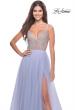 Picture of: Sheer Rhinestone Bodice A-Line Tulle Gown in Light Periwinkle, Style: 31578, Detail Picture 4