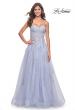 Picture of: Lace Up A-Line Dress with Ruched Bodice and Sweetheart Top in Light Periwinkle, Style: 32084, Detail Picture 4