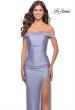 Picture of: Rhinestone Off the Shoulder Dress with Lace Up Back in Light Periwinkle, Style: 31276, Detail Picture 5