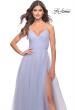 Picture of: Long Tulle A-line Gown with Side Slit and Pockets in Light Periwinkle, Style: 31501, Detail Picture 5