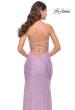 Picture of: Lace Up Back Sequin Gown with Flare Skirt in Bright Colors in Light Periwinkle, Style: 31509, Detail Picture 5