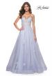 Picture of: A-Line Tulle Gown with Scallop Detail Bodice and Lace Applique in Light Periwinkle, Style: 32028, Detail Picture 5