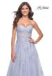 Picture of: Lace Up A-Line Dress with Ruched Bodice and Sweetheart Top in Light Periwinkle, Style: 32084, Detail Picture 5