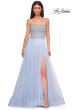 Picture of: Beautiful A-line Tulle Prom Dress with Pearl and Rhinestone Bodice in Light Periwinkle, Style 32875, Detail Picture 5